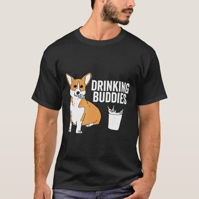 Camiseta Amigos de Bebida Corgi Cachorro (Frente)