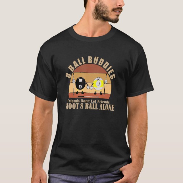 Camiseta Amigos de Bilhar Divertidos Não Deixam Amigos disp (Frente)