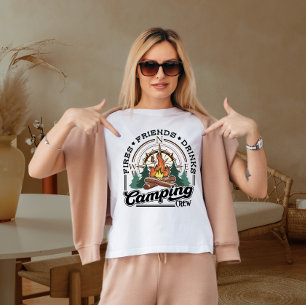 Camiseta Amigos de fogo bebem acampamento