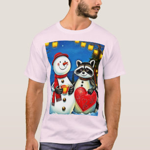 Camiseta Amigos de Inverno: Design de Alegria de Boneco de