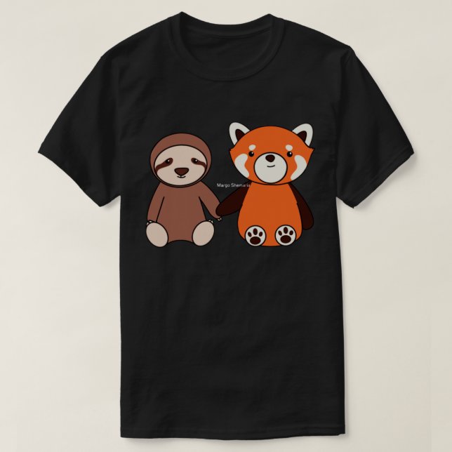 Camiseta Amigos de Lama e Panda Vermelha (Frente do Design)