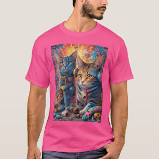 Camiseta Amigos do fone de ouvido da Funny Cats
