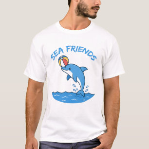 Camiseta Amigos do Mar - Golfinho Fofo com Bola de Praia