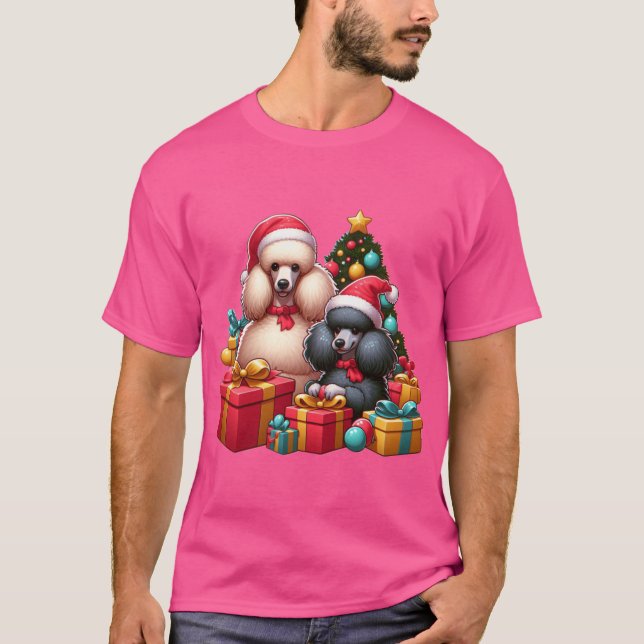 Camiseta Amigos do Presente de Poodle Chapéus Festivos e Pr (Frente)