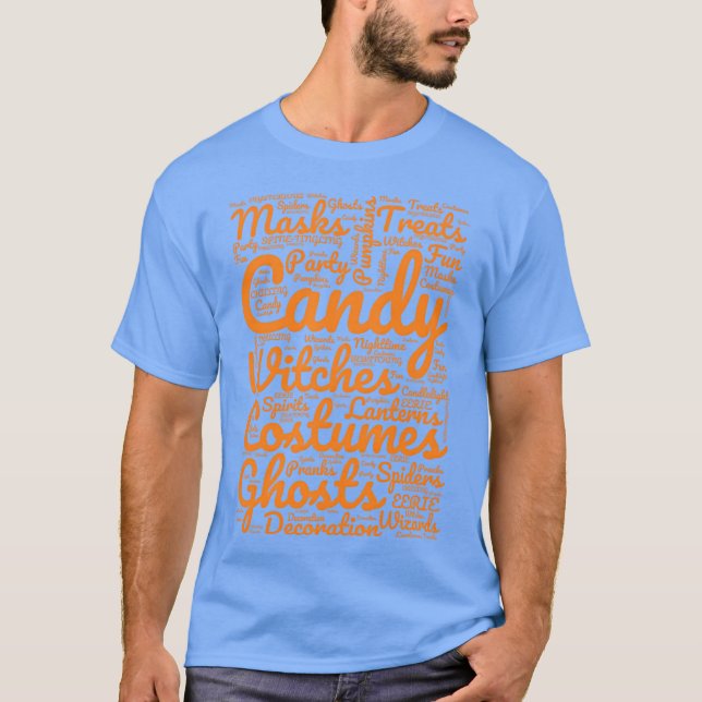 Camiseta Amigos do Wordcloud do Halloween (Frente)