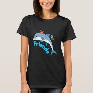 Camiseta Amigos Dolphin Octopus Seacavalo E Caranguejo Frie