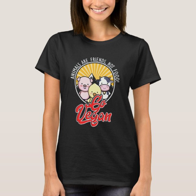 Camiseta Amigos dos Direitos dos Animais Comida Sem Carne V (Frente)