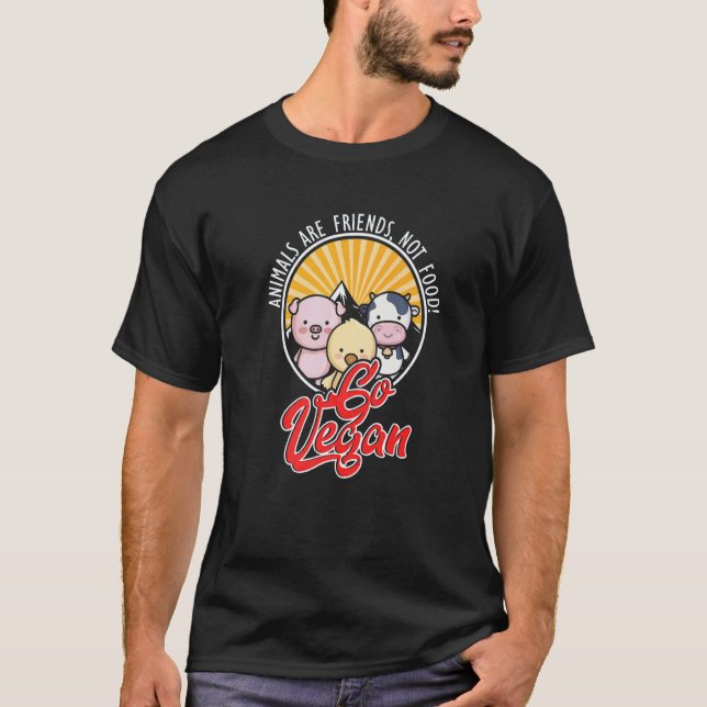 Camiseta Amigos dos Direitos dos Animais Comida Sem Carne V (Frente)