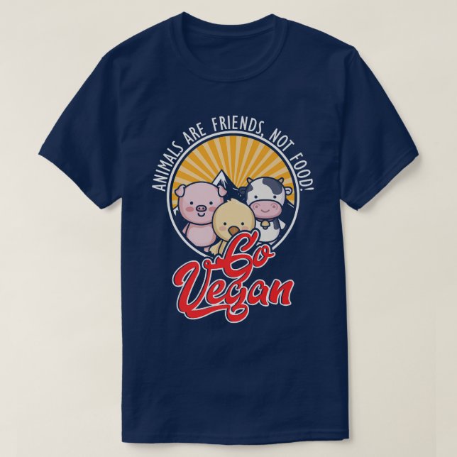 Camiseta Amigos dos Direitos dos Animais Comida Vegan Veget (Frente do Design)