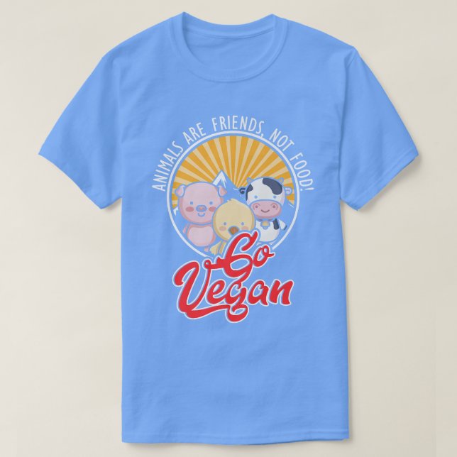 Camiseta Amigos dos Direitos dos Animais Comida Vegan Veget (Frente do Design)