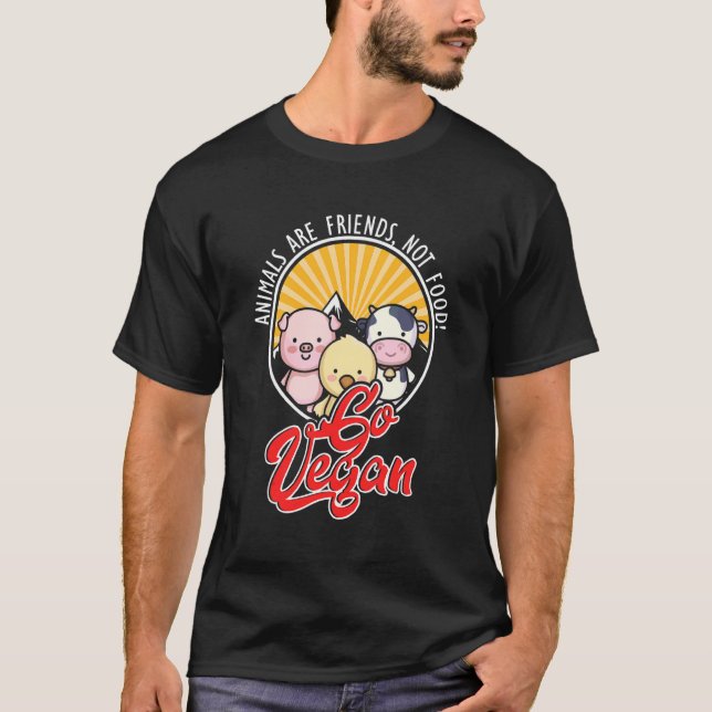 Camiseta Amigos dos Direitos dos Animais Comida Vegan Veget (Frente)
