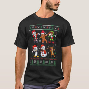 Camiseta Amigos duendes do Papai Noel fazendo Dabbing no Na