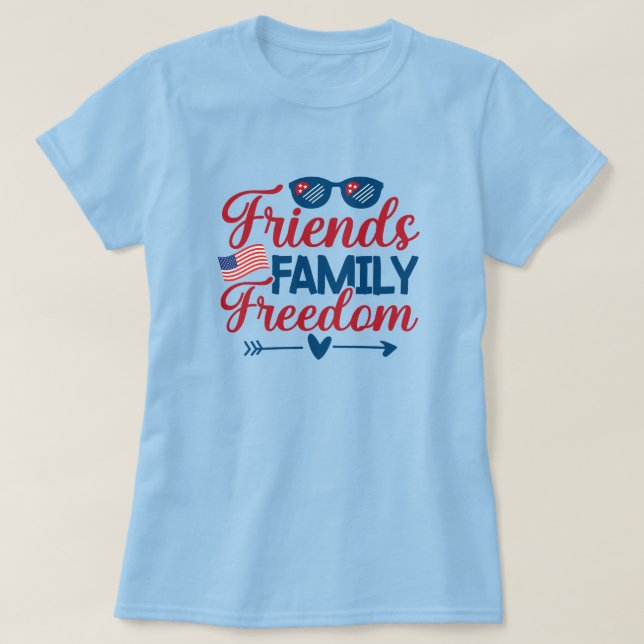 Camiseta Amigos e Família e Liberdade (Frente do Design)