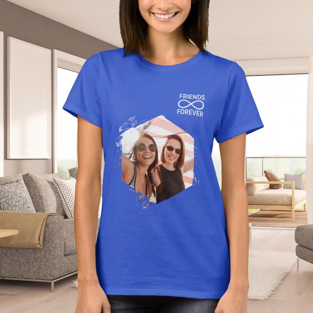 Camiseta Amigos eternamente infinitos nomes de fotos azul r (Criador carregado)