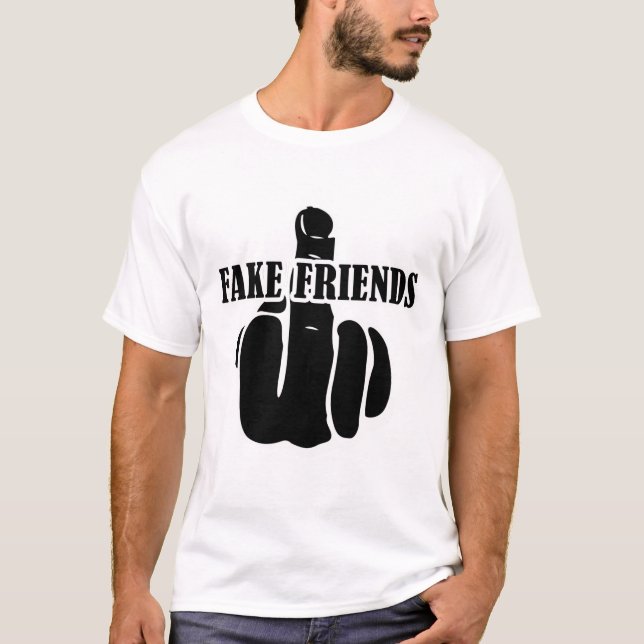 Camiseta Amigos falsos de dedo médio (Frente)