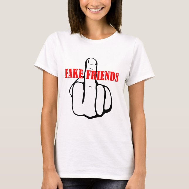 Camiseta Amigos falsos de dedo médio (Frente)