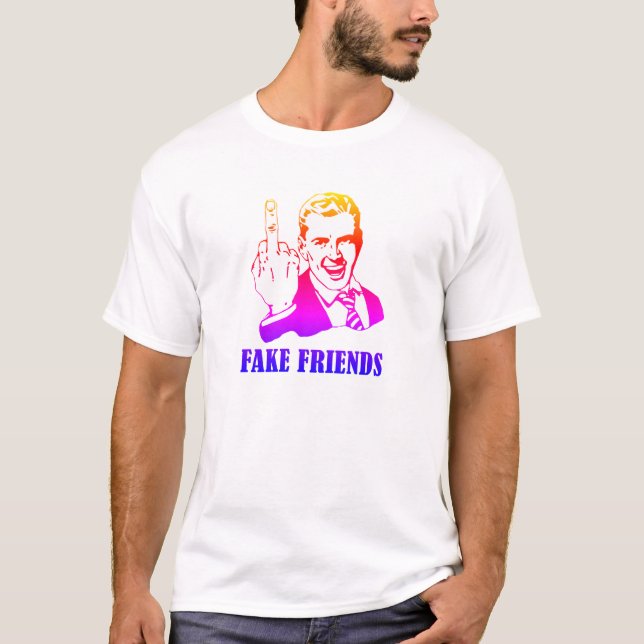 Camiseta Amigos falsos de gradiente de cores (Frente)