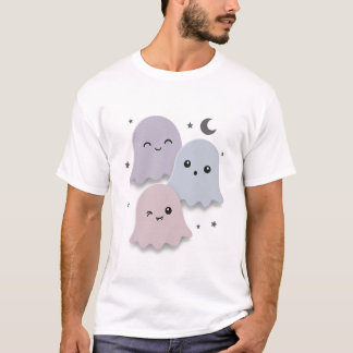 Camiseta Amigos Fantasmas Pastel Adoráveis no Halloween