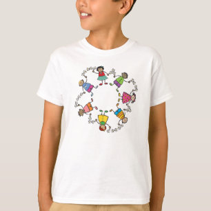Camiseta Amigos felizes bonitos dos miúdos dos desenhos