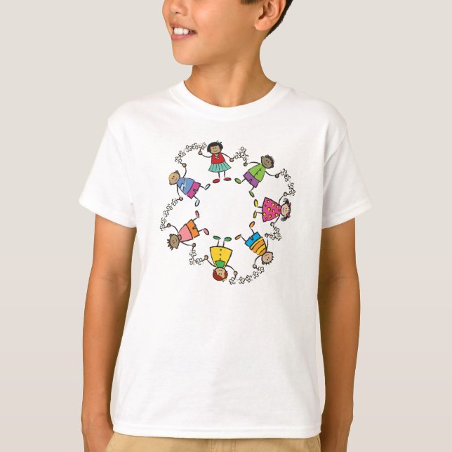 Camiseta Amigos felizes bonitos dos miúdos dos desenhos (Frente)