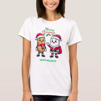 Camiseta Amigos Festivos: amendoim e marshmallow