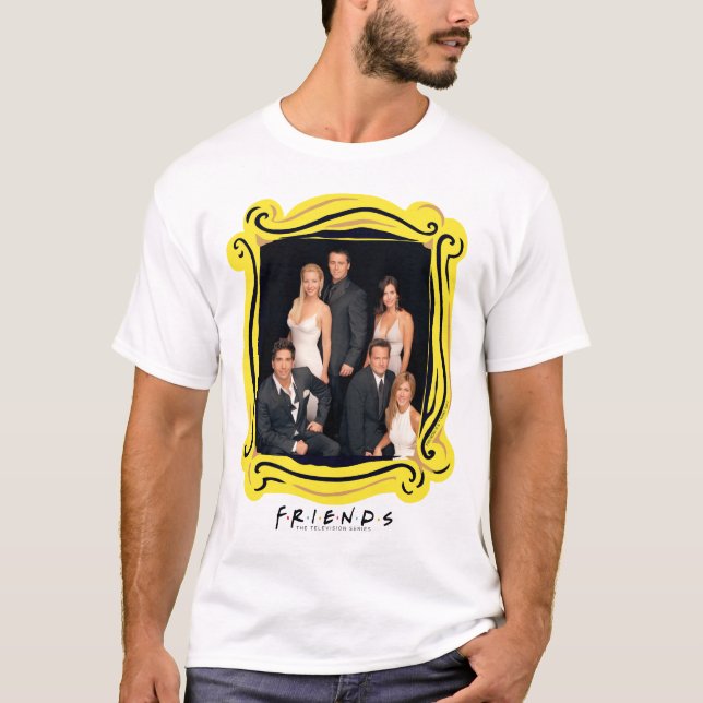 Camiseta AMIGOS™ | Grupo no Visto Formal Negro e Branco (Frente)