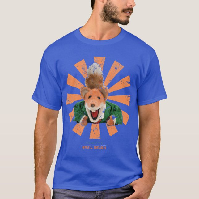 Camiseta Amigos japoneses retrô do Basil Brush (Frente)