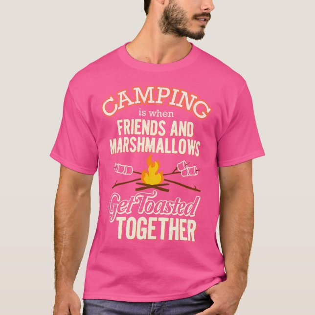Camiseta Amigos Marshmallow Surgem Juntos Acampamento (Frente)
