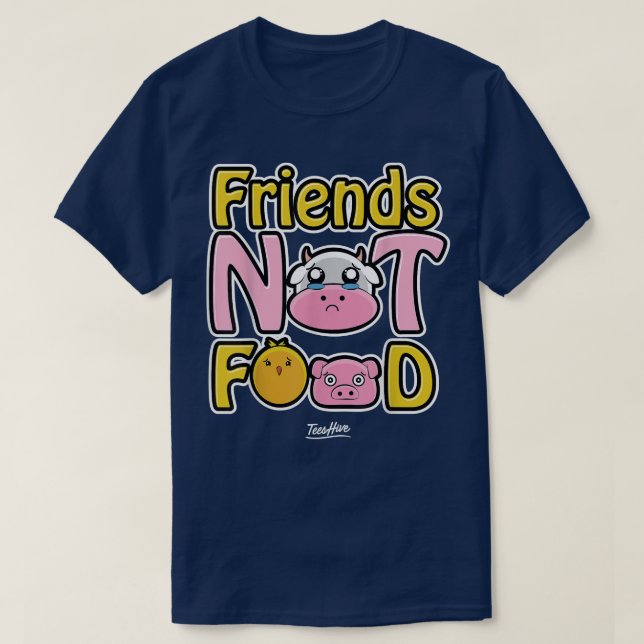 Camiseta Amigos Não Comida Vegan Vegetarian (Frente do Design)