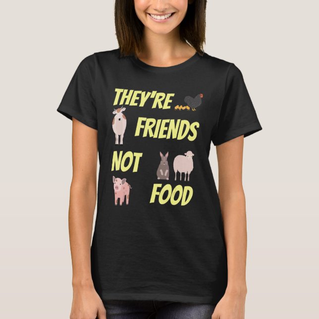 Camiseta Amigos Não Comidas Vegans & Veget de Proteção Anim (Frente)