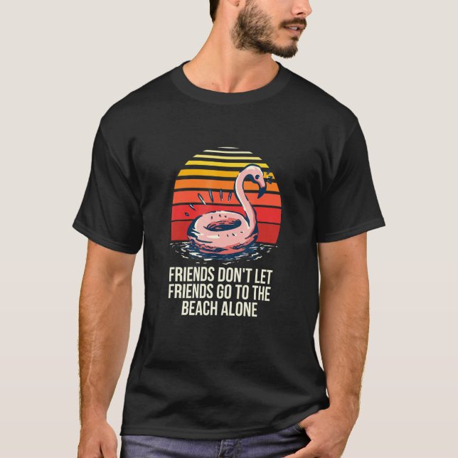 Camiseta Amigos Não Vão À Praia Sozinha Da Praia (Frente)