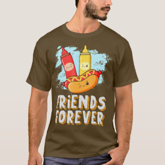 Camiseta Amigos para Cachorro Hotdog Bun Ketchup Mostard Ma