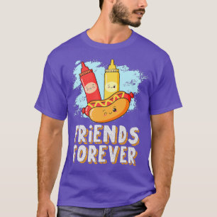 Camiseta Amigos para Cachorro Hotdog Bun Ketchup Mostard Ma