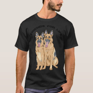 Camiseta Amigos Para O German shepherd De Cachorro Fofo