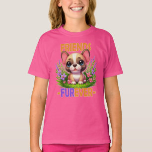 Camiseta Amigos para sempre trocadilho. Cachorrinho fofo da