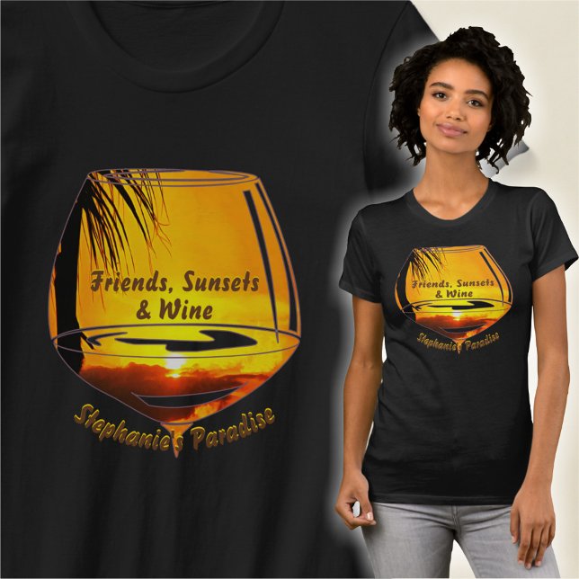 Camiseta Amigos, Pôrs do sol e Vinho 2441 (Criador carregado)