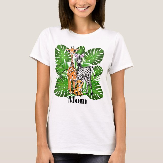 Camiseta Amigos Safari- Girafa, Zebra, Tigre, selva (Frente)