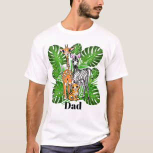 Camiseta Amigos Safari Giraffe Zebra Tiger Pai da selva