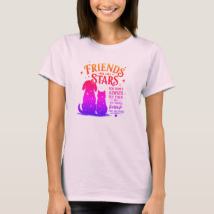 Camiseta Amigos São Como Estrelas Gato & Cachorro Inspirado