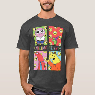 Camiseta Amigos Sorridente Grade de Personagens Pop Art Eng