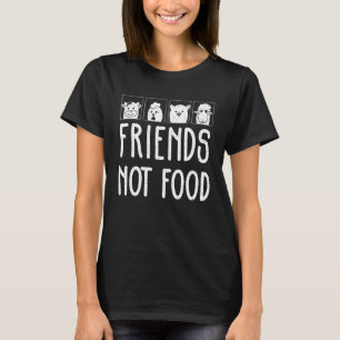 Camiseta Amigos Veganos Não São Comida Porco Vaca Frango An