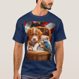 Camiseta Amigos Vermelhos, Brancos e Azuis