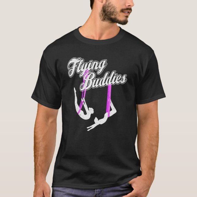 Camiseta Amigos Voadores Ioga de Circo de Sedas Aéreas (Frente)