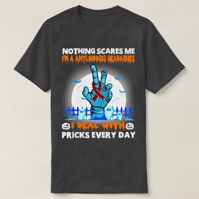 Camiseta Amiloidose Dores de cabeça Consciência Nada me ass (Frente do Design)