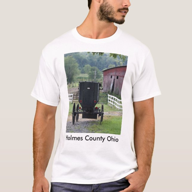 Camiseta Amish Buggie - Holmes Co OH, o Condado de Holmes (Frente)