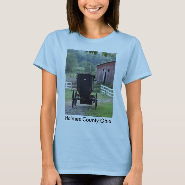 Camiseta Amish Buggie - Holmes Co OH, o Condado de Holmes (Frente)