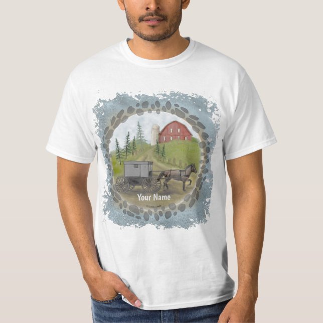 Camiseta Amish Buggy Visitando T-Shirt (Frente)