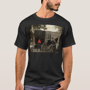 Camiseta Amish Horse e Buggy Sepia Postcard Arte Digital