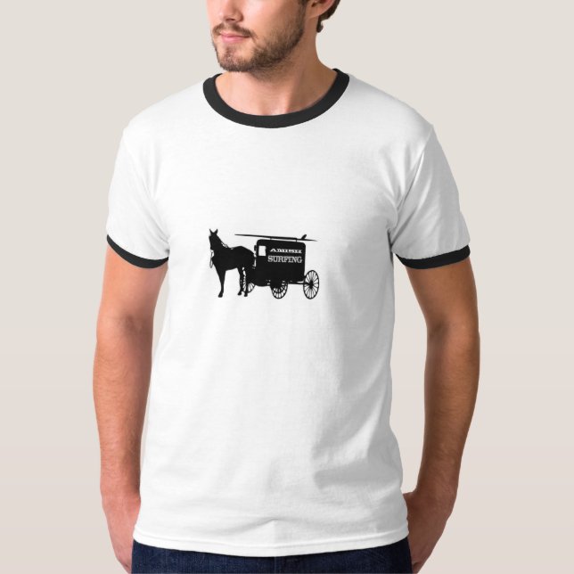 Camiseta Amish que surfam e que esquiam (Frente)
