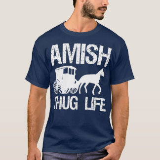 Camiseta Amish Thug Com Gângster De Buggy Cavalo